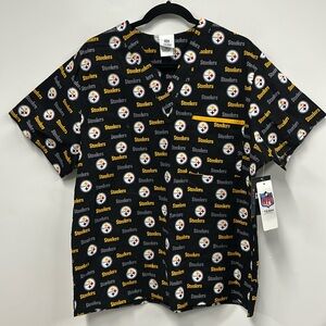 New NFL team apparel Pittsburgh Steelers scrub top M
